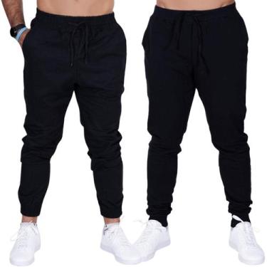 Imagem de Kit 2 Calça Moletom Masculina Academia Esportiva Plus Size Casual Fris