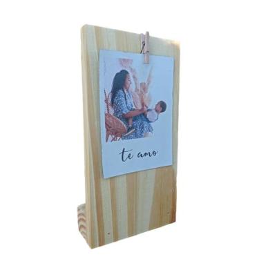 Imagem de Kit 3 suporte porta retrato base Polaroid de pinus dia das mães namora