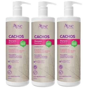 Imagem de Kit 3 Shampoo Nutritivo Cachos Apse Apice Limpeza Suave Vegano Cabelo Sem Sulfato Profissional 1L