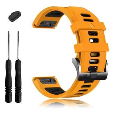 Imagem de EZMVZKU Pulseiras de relógio de ajuste rápido de 26 mm para Fenix 8 AMOLED 51 mm/Fenix 7X/7X Pro/6X/6X Pro/5X Plus/3 HR, pulseiras esportivas de silicone compatíveis com Garmin Enduro 3/2/Descent Mk3i