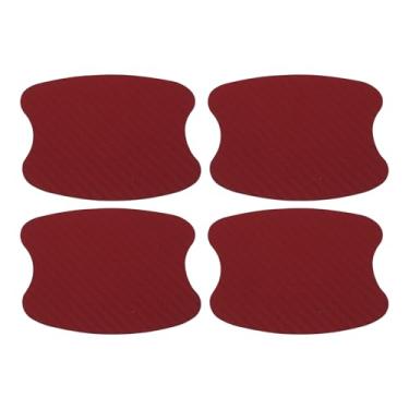 Imagem de TUCKBOLD Ímã do carro maçaneta da porta do carro protetor contra arranhões 73 x 95 mm antiarranhões | Película protetora para maçaneta da porta vermelha de fibra de carbono 4 peças