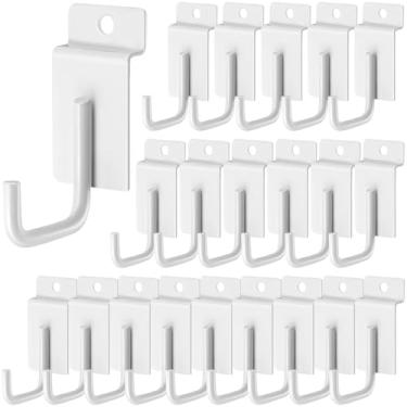 Imagem de Yauhar 30 ganchos de parede em forma de J, ganchos de parede de ripas, diâmetro de fio de 0,2"/ganchos de exibição de grade de 5 mm para garagem, loja, escritório em casa (branco)