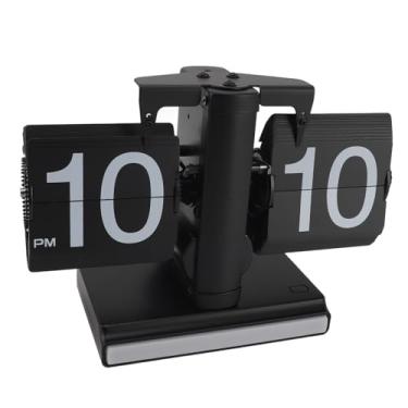 Imagem de Relógio Retro Digital Virado para Baixo, Relógio de Flip de Aço Inoxidável 304, Relógio de Mesa de Estilo Retro Grande, Botão de Tempo Ajustável (Tudo preto)