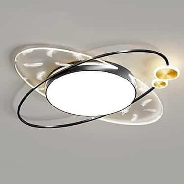 Imagem de Lustre Tricolor Dimming LED Luzes de Teto de Quarto Moderno Oval Forma Sala de Jantar Luz de Teto, Lustres de Teto de Metal Acrílico, Decoração Moderna
