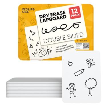 Imagem de E-CLIPS USA Quadro Branco Para Apagar A Seco, Quadros Brancos Para Apagar A Seco, Quadros Brancos, Quadros Brancos Pequenos Para Apagar A Seco, Quadro Branco Mini, 9" X 12" Frente E Verso (Pacote Co