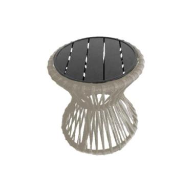 Imagem de Mesa de Centro Sol em Corda Náutica e Base em Alumínio Preta 50cm Arei