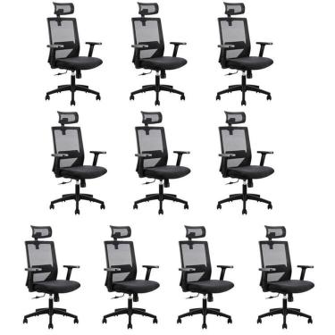 Imagem de Kit 10 Cadeiras Presidente Nr17 Office Chicago Preto