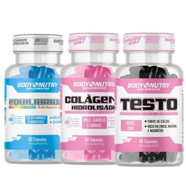 Imagem de Kit Body Nutry  Equilibrium, Colágeno Hidrolisado e Testo Feminy  3 Su