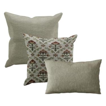 Imagem de kit 3 Capas de Almofada Tear Alto Padrão 2x 45x45 + 1x 30x50 (KIT D 25 Bege Claro Marfim Verde Vermelho Amarelo - KIT D SOFA ENCOSTO ALGODAO JACQUARD)