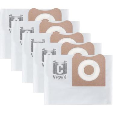Imagem de Pacote com 5 sacos de filtro VF3501, compatíveis com Ridgid 3, 4 e 4,5 galões Shop Vac, sacos de poeira fina, peça de reposição # RIDGID VF3501 / WORKSHOP WS32045F
