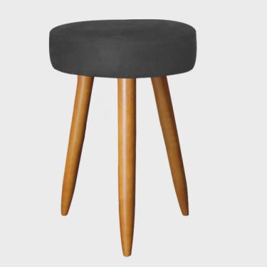 Imagem de Banqueta Alta Julia 50cm Bar Cozinha Balcão Bistrô Pé Palito Caramelo Corino Preto - Ahz Móveis