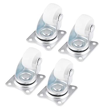Imagem de Conjunto Universal de Rodas Giratórias de Rodas 4pcs - Rodas de Polipropileno Branco de 1 "duráveis ​​para Móveis Cadeira de Carrinho - Suporte de Ferro Resistente à Ferrugem - Movimento de 360