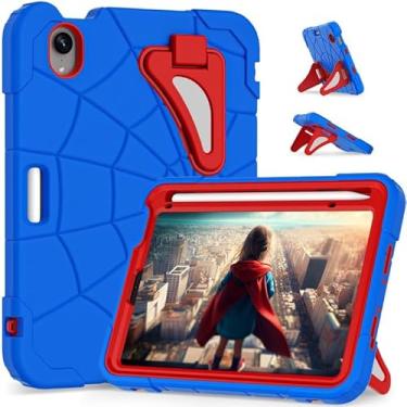 Imagem de FONREST Capa infantil resistente para iPad Mini (A17 Pro Chip) 21.1 cm 2024/Mini 6 à prova de choque PC à prova de crianças + capa de armadura híbrida de silicone resistente com suporte para lápis
