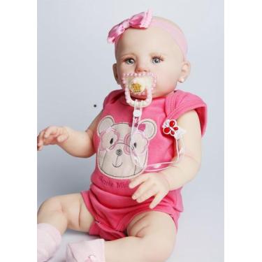 Imagem de Boneca Bebê Reborn Abigail sorrindo 48cm Corpo de Silicone - Mundo Kid