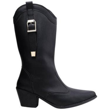 Imagem de Bota Texana Via Angel Feminina com Fivela Country Bico Fino Cano Alto 