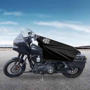 Imagem de GARGOYLE BELLS Capa de motocicleta para todas as estações, leve, meia capa, proteção solar e externa, durável, serve para vários modelos de motocicletas - preta com caveira, G