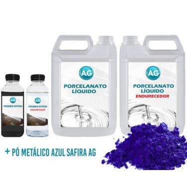 Imagem de Kit Porcelanato Líquido Metálico Azul Safira AG por M² - Resinas ag, 2