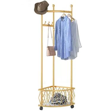 Imagem de Rack de roupas dourado, loja de roupas, expositor de varejo, cabide independente comercial para pendurar roupas, prateleira de armazenamento organizadora resistente/cor dourada/L120*