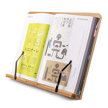 Imagem de Suporte grande A+ (28 x 21 cm) GG de bambu para leitura de livros didáticos, mãos livres, suporte de livro de receitas, laptop, iPad, tablet PC, livro de música, com ângulo ajustável da placa-mãe