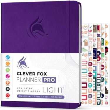 Imagem de Clever Fox Planner Pro Light – Planejador de vida semanal e mensal para aumentar a produtividade, gerenciamento de tempo e atingir seus objetivos, 21 x 28 cm (roxo)