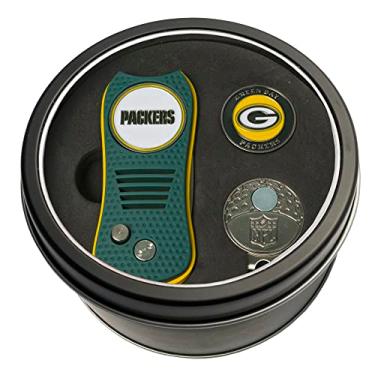 Imagem de Team Golf NFL Green Bay Packers Conjunto de marcadores de bola de lata para presente com ferramenta divoto retrátil, clipe de tampa e 2 marcadores de bola esmaltados de dupla face, design patenteado