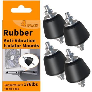 Imagem de Chaveiros de borracha com absorção de choque, antivibração para mini bombas de calor/água divididas, compressores de ar, motores a diesel, colheitadeira, gerador, motores a gasolina (4 unidades), Preto, Medium