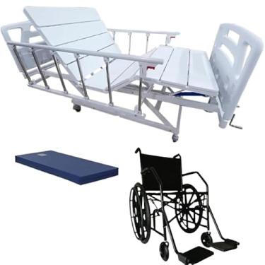 Imagem de Cama Hospitalar Amaranto 3 movimentos(Costas, Altura, Pernas) manual com Colchão D33 + Cadeira de rodas