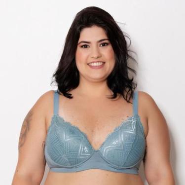 Imagem de Sutiã Rendado Plus Size Alto Conforto - Carolina Wuyk, Azul, 50