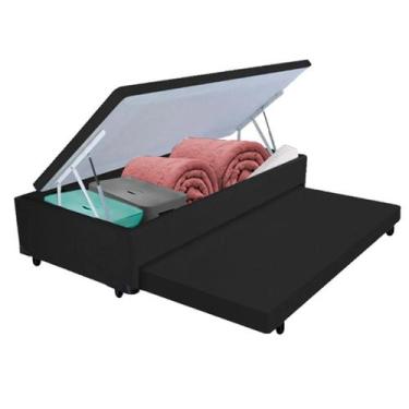 Imagem de Bicama Box Baú com Cama Auxiliar Solteirão 96x203x44 - V-Store, Preto