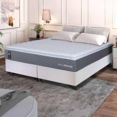 Imagem de Conjunto Box Branco Argel Cinza Espuma D33 King 193x203x67 - King Hous