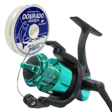 Imagem de Molinete De Pesca Super Slim 3 Rolamentos Rec. 5.2:1 + Linha mono - Al