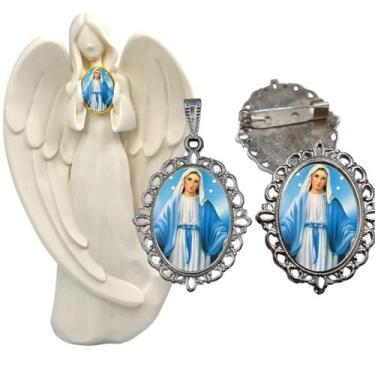 Imagem de Imagem Estatua Nossa Senhora das Graças Com Relicario Metal Broche Res