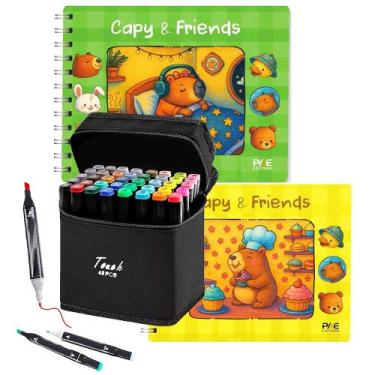 Imagem de Kit 2 Livros de Colorir Estilo Bobbie Goods Tema Capivara Capa Dura Es
