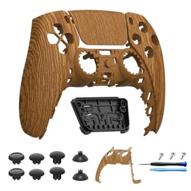 Imagem de CHARM FOCUS Custom Front Shell for PS5 Controller BDM-010 020 030 040 050 – DIY Faceplate Cover with Touchpad, Decorative Trim & Analog Joystick Replacement Kit, Wood Grain