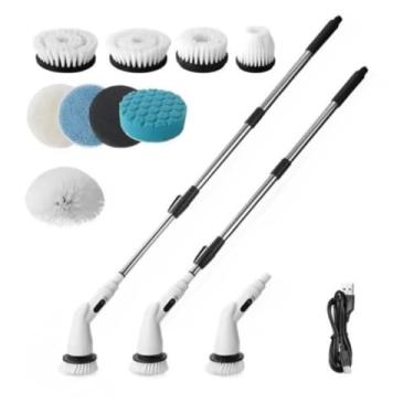 Imagem de Esfregão Elétrico Sem fio Escova De Limpeza Pesada Multiuso 360 Recarregável Giratória(Esfregão 9 Em 1)