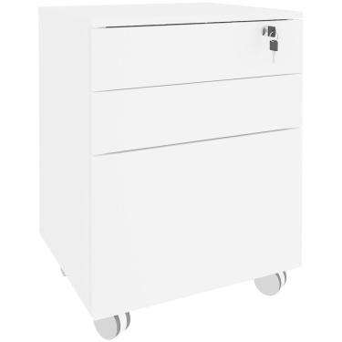 Imagem de Gaveteiro Para Escritório 3 Gavetas Com Chave E Rodízios Branco