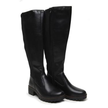 Imagem de Bota Feminina Cano Longo Tratorada Preta Cano Alto Longo - BR2, 36, Pr