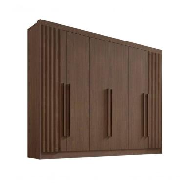 Imagem de Guarda Roupa Casal 6 Portas Ripado 7 Gavetas Sem Pés Athos - D` Doro Castanho/ripado