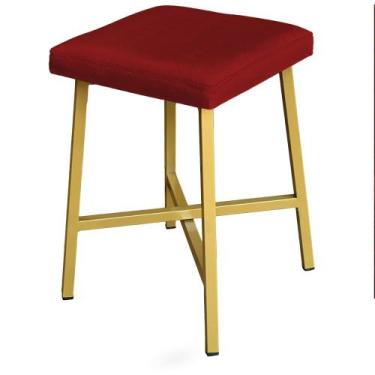 Imagem de Puff Banco Iron Com Base De Ferro Gold Decorativo Para Sala - Anifer, 