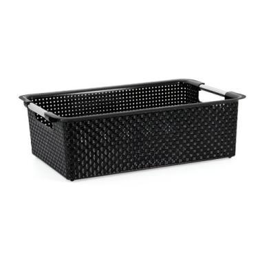 Imagem de Cesto Organizador em Rattan Preto 04 - NIQUELPLAST