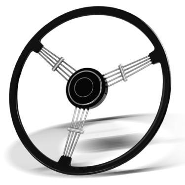 Imagem de VOONKE Volante De Corrida De 15-1/2 Polegadas, Processo De Laca De Piano, Estilo Clássico Vintage Para Porsche 356 Speedster (Preto)