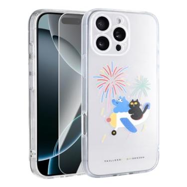 Imagem de Aijohnny Linda capa de telefone para iPhone 16 Pro Max, proteção total da câmera, capa protetora à prova de quedas, capa de telefone leve TPU fina Kawaii para mulheres e homens (gato e cachorro
