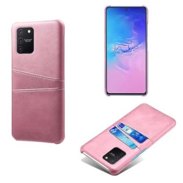 Imagem de Capas Compatível com Samsung Galaxy M80s,Caso de couro PU-Tampa de telefone a prova de choque com 2 slots de cartão,Proteção anti-impressão digital e anti-gota-Pink