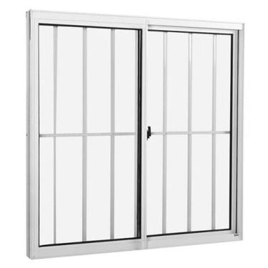 Imagem de Janela de Aluminio Correr Com/Grade Home Natural Vidro Canelado 0,80X1,00 2FL