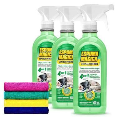 Imagem de Kit Espuma Magica Limpeza Poderosa Proauto 3uni +Pano Microfibra