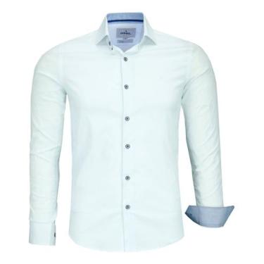 Imagem de Camisa Social Amil Masculina Slim Algodão Com Elastano 1808, Branco, 1