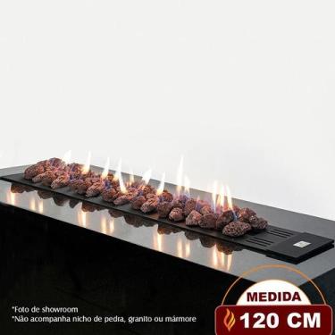 Imagem de Lareira a Gás Clássica Luna 120 cm - C/ Pedras Vulcânicas - Fogo & Art