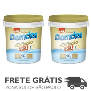 Imagem de Kit Cloro 2 Baldes Multiação 3 em 1 Piscina 10 Kg - Domclor