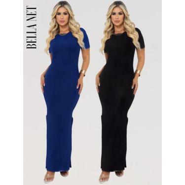 Imagem de KIT 2 Vestidos Longos com Manguinha Fendas Laterais Lindo Moda Gringa 