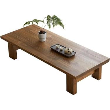 Imagem de Mesa De Centro Japonesa Baixa Mesa De Estar Para Casa Mesa De Tatame De Madeira Maciça Para Sentar No Chão Janela De Sacada Mesa De Chá Mesa De Lazer, B, 100x60x38cm